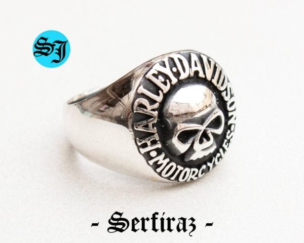 Skull Harley Davidson Ring, Solid Silver Ring, Statement Ring, Harley Davidson, Biker Ring, Motorcycle Ring, Biker Gifts, Gift for Him