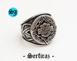 Amazing Round Harley Davidson Ring, Solid Silver Ring, Harley Davidson, Harley Ring, Biker Ring, Motorcycle Ring, Statement Ring, Biker Jewelry