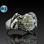 Harley Davidson Ring, Biker Ring, Harley Ring, Harley Jewelry, Motorcycle Ring, Statement Ring, Men's Ring, Silver Biker Ring, Vintage Harley