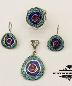 Multi-Color Mosaic Jewelry Set, Mosaic Jewellery, Multi Color Stone, Bohemian Jewelry Set, Mosaic Design, Mosaic Set, Lapis Set, Set