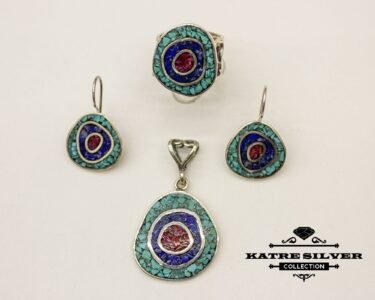 Multi-Color Mosaic Jewelry Set, Mosaic Jewellery, Multi Color Stone, Bohemian Jewelry Set, Mosaic Design, Mosaic Set, Lapis Set, Set