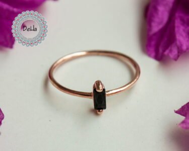 Black Onyx Baguette Ring 925 Sterling Silver – Stackable Minimal Ring, Dainty Jewelry Gift for Her - Image 5