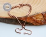 925 Sterling Silver Rose Gold Plated Slide Clasp Star Bracelet, Star Bracelet, Charm Bracelet, Slide Clasp Bracelet, Adjustable Bracelet - Image 6