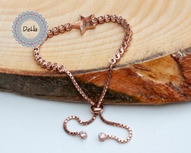 Star Bracelet 925 Sterling Silver Rose Gold Plated – Adjustable Slide Clasp Charm Bracelet for Women - Image 6