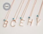 Custom Evil Eye Initial Necklace - Alphabet Necklace - Initial necklace - Letter Necklace - Custom Necklace - Birthstone Necklace - Dainty - Image 4