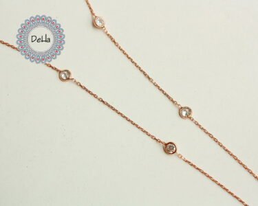 CZ Station Necklace 925 Sterling Silver – Long Layering Chain, Dainty Rose Gold Jewelry Gift for Her - Image 4