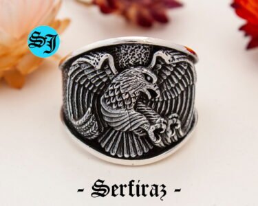 American Eagle Motorcycle Ring, Biker Rings, Silver Eagle, Navajo Ring, Native American Ring, Animal Ring, 925 Silver Ring, Gift Ring