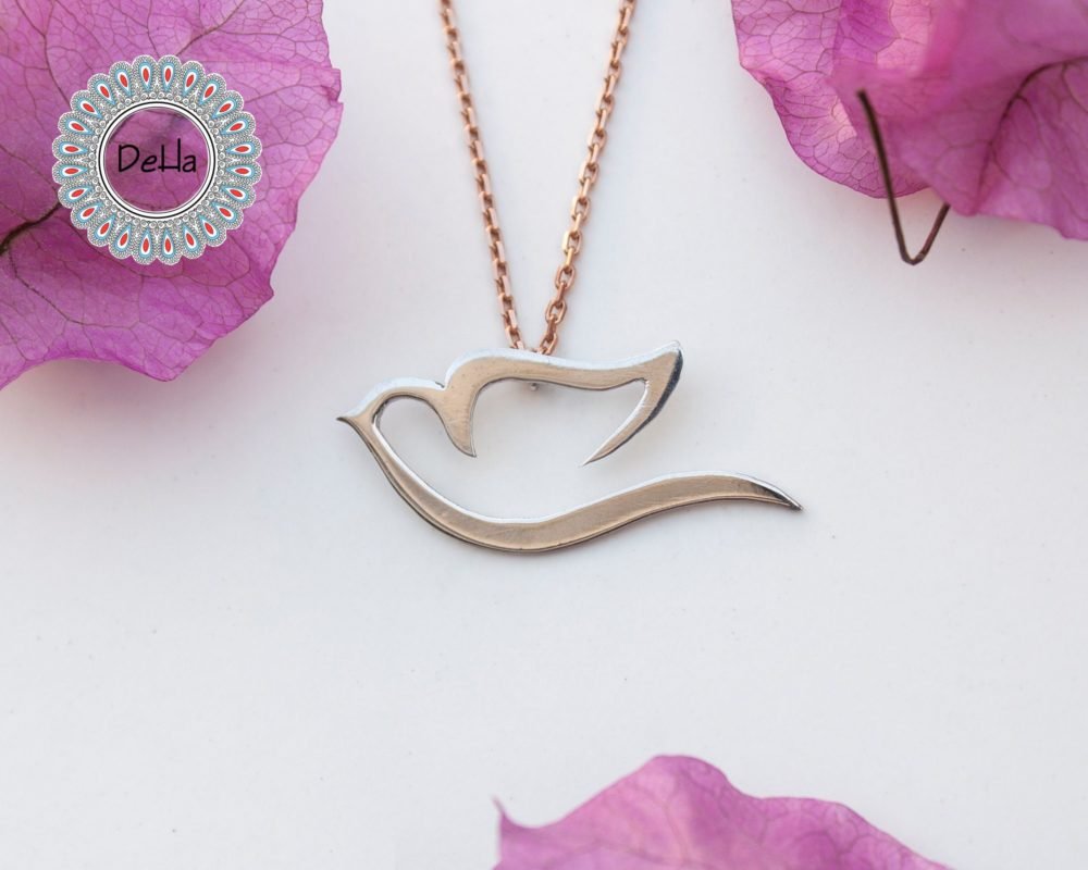 925 Sterling Silver Bird Necklace, Bird Jewelry, Bird Pendant, Animal Necklace, Bird Charm, Handmade Necklace, Bird Lover