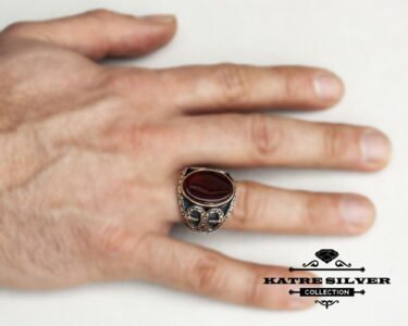 Ottoman Ring for Men 925 Sterling Silver – Agate Stone Turkish Ring, Antique Style Statement Jewelry Gift for Him - Image 2