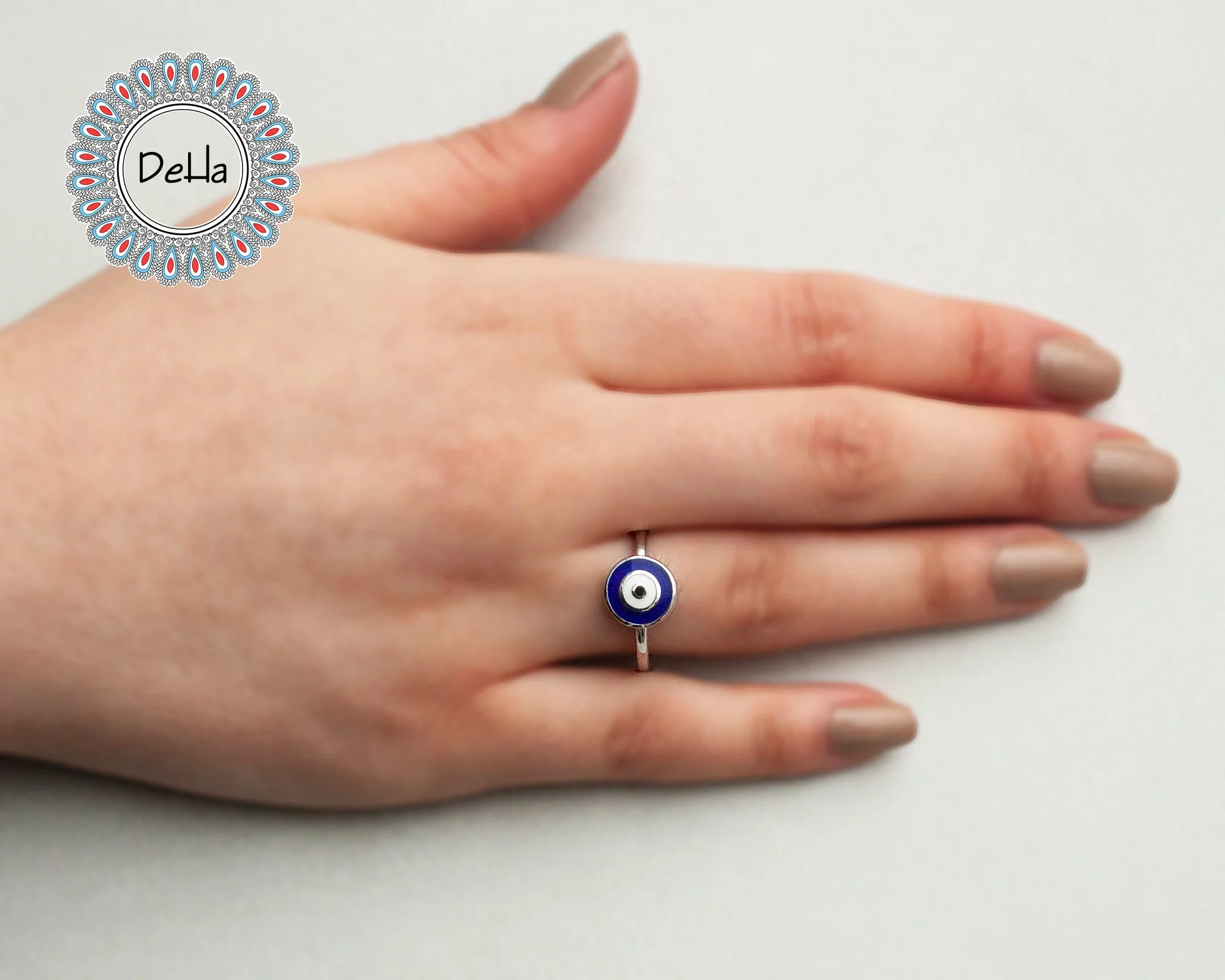 Blue Evil Eye Ring, Evil Eye Ring, Protection Ring, Silver Eye Ring, Blue Evil Eye, Eye Ring, Evil Eye Jewelry, Evil Eye, Eye Jewelry, Ring - Image 2