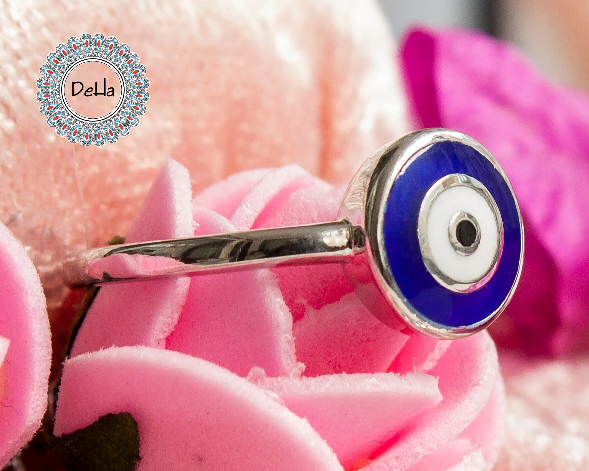 Blue Evil Eye Ring, Evil Eye Ring, Protection Ring, Silver Eye Ring, Blue Evil Eye, Eye Ring, Evil Eye Jewelry, Evil Eye, Eye Jewelry, Ring - Image 3