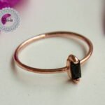 Black Onyx Baguette Ring, Baguette Cut Ring, Cz Stackable Ring, Baguette Ring, Minimal Ring, Minimalist Ring, Stackable Ring, Cubic Zirconia