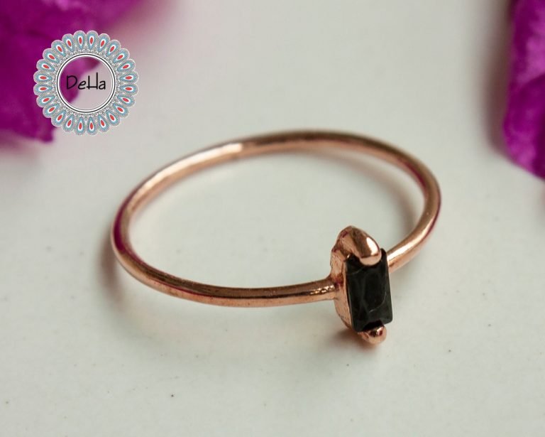 Black Onyx Baguette Ring, Baguette Cut Ring, Cz Stackable Ring, Baguette Ring, Minimal Ring, Minimalist Ring, Stackable Ring, Cubic Zirconia