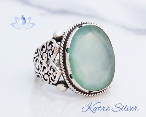 Aqua Blue Chalcedony Ring, Blue Chalcedony Handmade Ring, Chalcedony Vintage Ring, Blue Gemstone Ring, Gift Idea, Jewelry Gift, Chalcedony