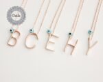 Custom Evil Eye Initial Necklace - Alphabet Necklace - Initial necklace - Letter Necklace - Custom Necklace - Birthstone Necklace - Dainty - Image 6
