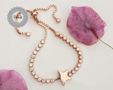 Star Bracelet 925 Sterling Silver Rose Gold Plated – Adjustable Slide Clasp Charm Bracelet for Women - Image 3