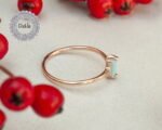 Blue Baguette Cut Ring, Cz Stackable Ring, Baguette Ring, Minimal Ring, Dainty Ring, Delicate Ring, Minimalist Jewelry, Rose Gold Ring - Image 5