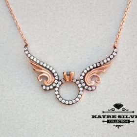 Angel Winged Solitaire Ring Necklace, Angel Wings Necklace, Angel Wing Pendant, Solitaire Pendant, Solitaire Necklace, Wing Necklace, Angel