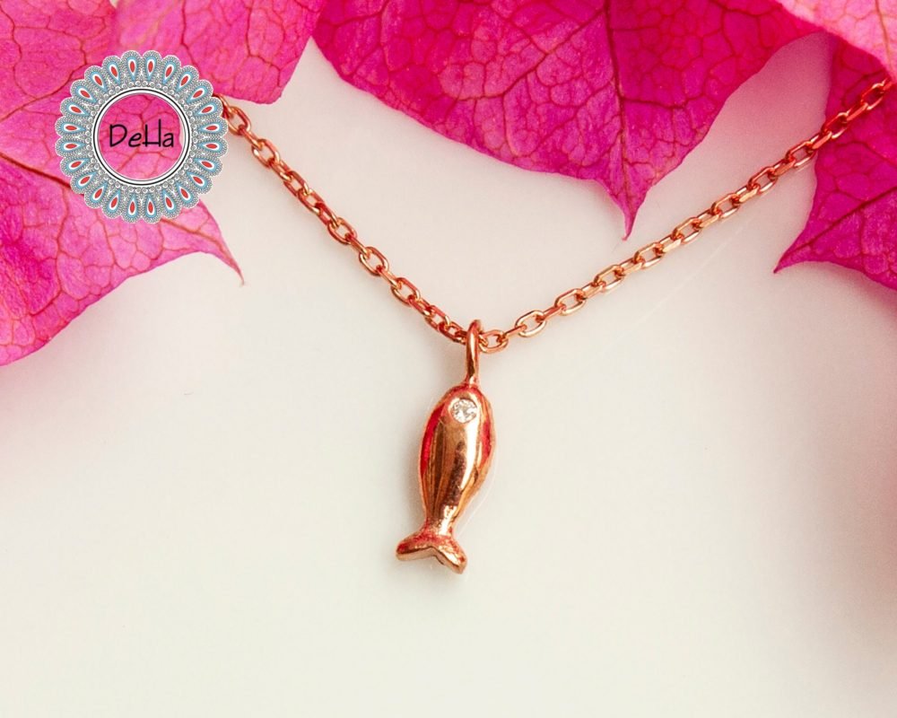 Cute Fish Necklace, Fish Necklace, Fish Charm, Fish Pendant, Rose Gold Necklace, Fish Jewelry, Dainty Necklace, Summer Necklace, Cute Necklace