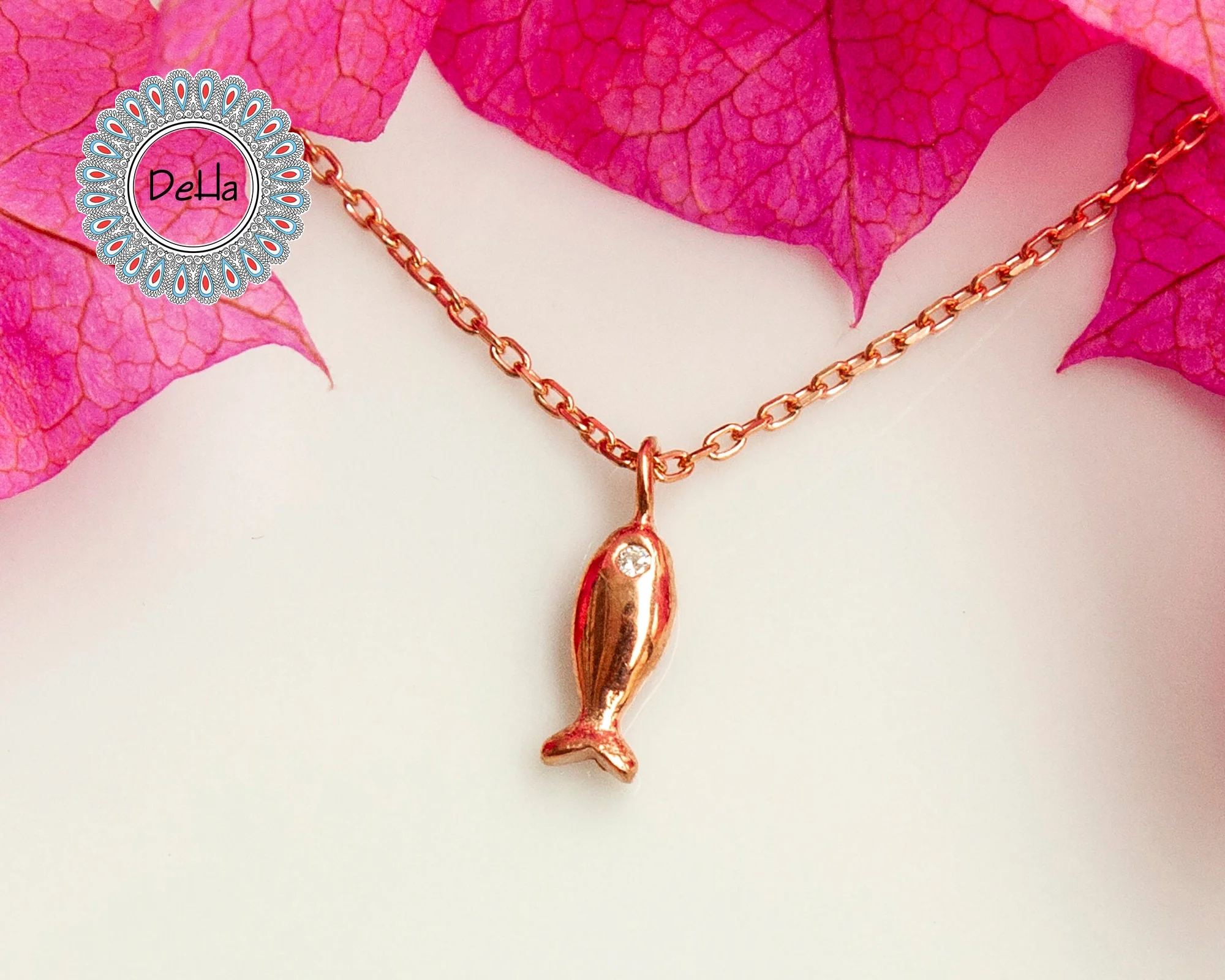 fish necklace 925 sterling silver rose gold pendant