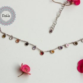 Cz Dangle Necklace, Multicolor Necklace, Dangle Necklace, Multi Colored, Cz Necklace, Colorful Necklace, Dangling Necklace, Summer Necklace