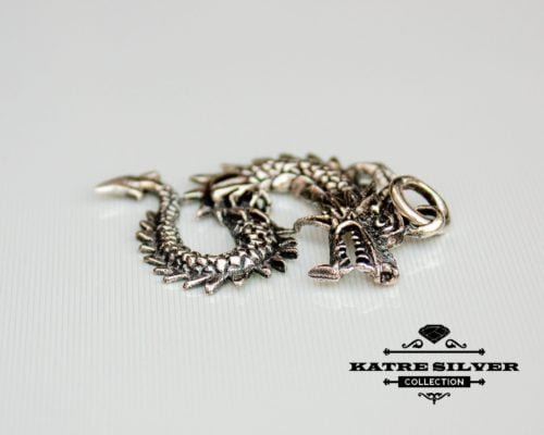 925 Solid Sterling Silver Charm Fantasy Dragon Gothic Pendant Jewelry Gift, Silver Dragon, Dragon Gift, Sterling Dragon, Silver Dragon Charm - Image 6