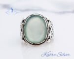 Aqua Blue Chalcedony Ring, Blue Chalcedony Handmade Ring, Chalcedony Vintage Ring, Blue Gemstone Ring, Gift Idea, Jewelry Gift, Chalcedony - Image 3