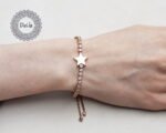 925 Sterling Silver Rose Gold Plated Slide Clasp Star Bracelet, Star Bracelet, Charm Bracelet, Slide Clasp Bracelet, Adjustable Bracelet - Image 2