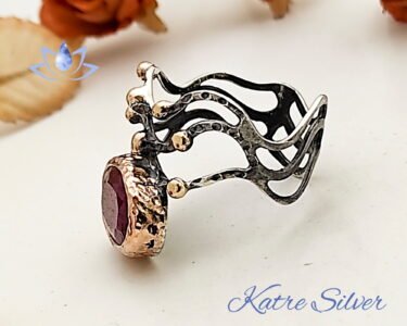 925 Silver Solitare Right Hand Antique Ruby Promise Ring, Jade Stone Ring, Art Deco Ruby Ring, July Birthstone, Ruby Jewelry - Image 5