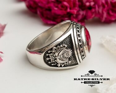 Mens Ruby Statement Ring 925 Sterling Silver – Red Stone Ring, Bold CZ Ring Gift for Him - Image 6