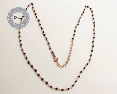 Black Stone Chain Necklace 925 Sterling Silver – Rosary Style Gemstone Chain, Minimal Jewelry Gift - Image 5