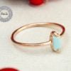 Blue Baguette Cut Ring, Cz Stackable Ring, Baguette Ring, Minimal Ring, Dainty Ring, Delicate Ring, Minimalist Jewelry, Rose Gold Ring
