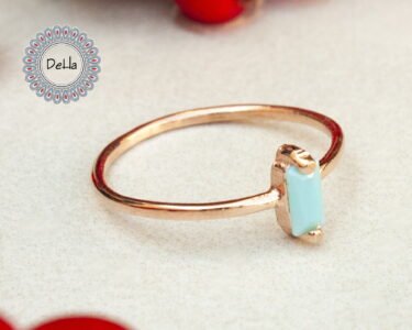 Blue Baguette Cut Ring, Cz Stackable Ring, Baguette Ring, Minimal Ring, Dainty Ring, Delicate Ring, Minimalist Jewelry, Rose Gold Ring