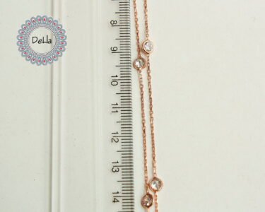 CZ Station Necklace 925 Sterling Silver – Long Layering Chain, Dainty Rose Gold Jewelry Gift for Her - Image 5