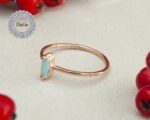 Blue Baguette Cut Ring, Cz Stackable Ring, Baguette Ring, Minimal Ring, Dainty Ring, Delicate Ring, Minimalist Jewelry, Rose Gold Ring - Image 4