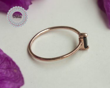 Black Onyx Baguette Ring 925 Sterling Silver – Stackable Minimal Ring, Dainty Jewelry Gift for Her - Image 7