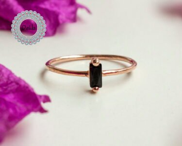 Black Onyx Baguette Ring 925 Sterling Silver – Stackable Minimal Ring, Dainty Jewelry Gift for Her - Image 3