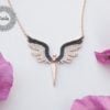 Black Zircon Angel Necklace, Angel Necklaces, Angel Jewelry, Angel Wing Necklace, Angel Jewelry, Angel Wing, Angel Gift, Everyday Necklace