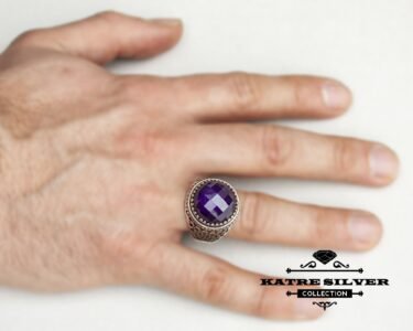 Big Purple Stone Ring, February Ring, Art Deco Amethyst, Purple Gemstone Ring, Purple Amethyst Ring, Amethyst Ring Silver, Amethyst Silver - Image 2