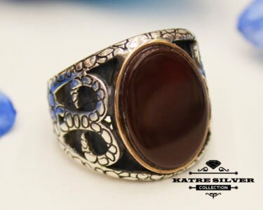 ottoman ring for men 925 sterling silver agate stone