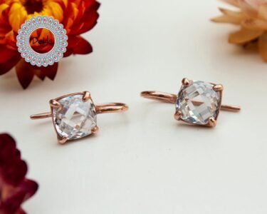 quartz crystal earrings 925 sterling silver clear dangle