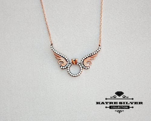 Angel Winged Solitaire Ring Necklace, Angel Wings Necklace, Angel Wing Pendant, Solitaire Pendant, Solitaire Necklace, Wing Necklace, Angel - Image 4