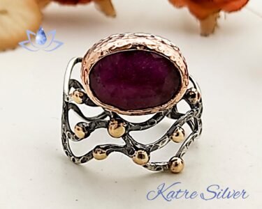 925 Silver Solitare Right Hand Antique Ruby Promise Ring, Jade Stone Ring, Art Deco Ruby Ring, July Birthstone, Ruby Jewelry - Image 3