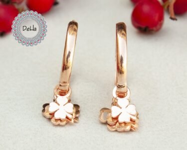 Clover Hoop Earrings 925 Sterling Silver – Dainty Lucky Charm Hoops, Minimal Jewelry Gift for Her - Image 2