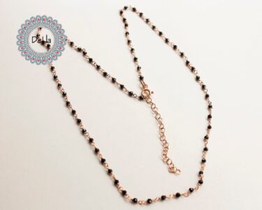 Black Stone Chain Necklace 925 Sterling Silver – Rosary Style Gemstone Chain, Minimal Jewelry Gift - Image 6