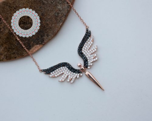 Black Zircon Angel Necklace, Angel Necklaces, Angel Jewelry, Angel Wing Necklace, Angel Jewelry, Angel Wing, Angel Gift, Everyday Necklace - Image 6
