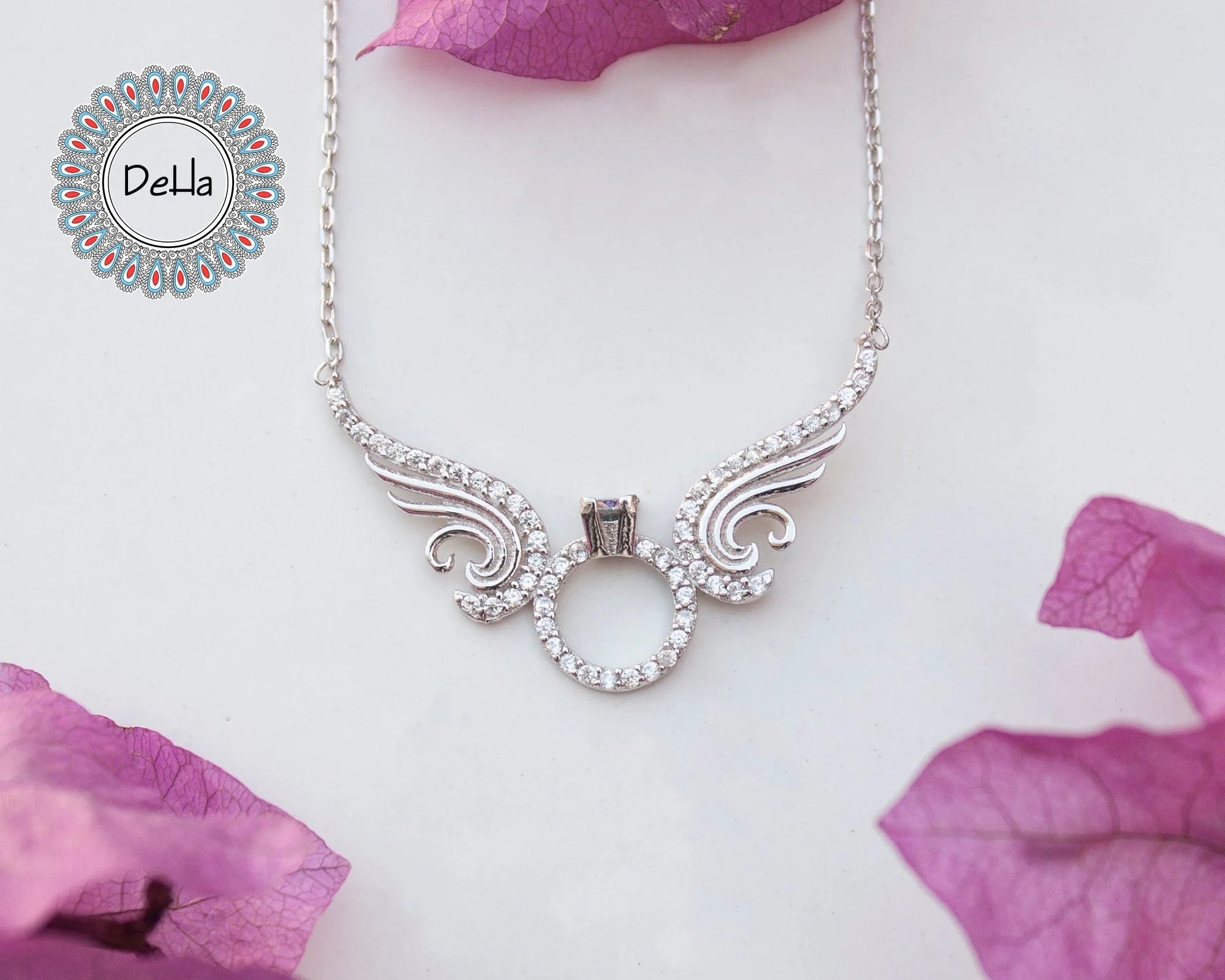 angel necklace 925 sterling silver wing pendant