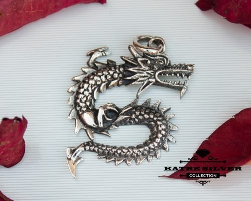 925 Solid Sterling Silver Charm Fantasy Dragon Gothic Pendant Jewelry Gift, Silver Dragon, Dragon Gift, Sterling Dragon, Silver Dragon Charm