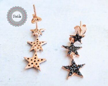 Black Star Studs Earrings, Three Star, Black Star Earrings, Star Earrings, Stud Earrings, Star Jewelry,Black Star,Black Earrings - Image 10