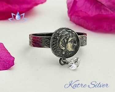 Ancient Coin Ring, Cz Coin Ring, Old Coin Ring, Silver Coin Ring, Coin Jewelry, Statement Ring, Handmade Ring, Gift For Her - Image 4